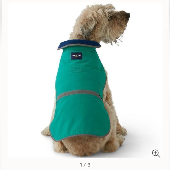 Land’s End Dog solid squall jacket olive green or royal cobalt color block Var - Picture 5 of 6